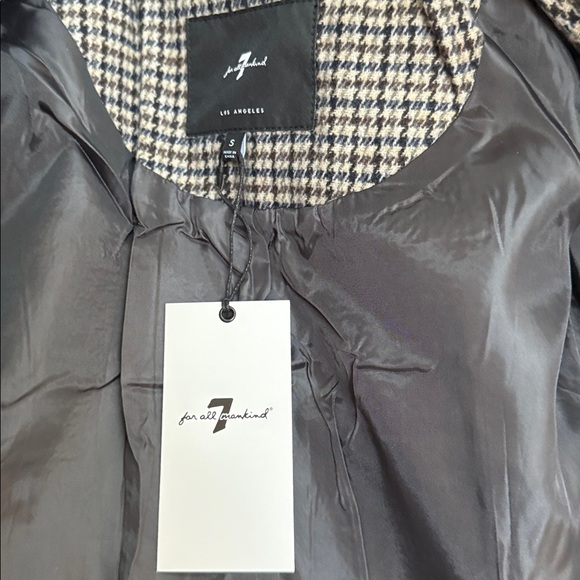 NWT 7 For All Mankind Black and Gray Plaid Wool Blend Coat Size S - Picture 8 of 10